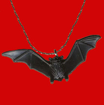 Bat Amulet Pendant Necklace Funky Dracula Vampire Gothic Jewelry - $6.97