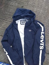 Levis Mens Size XL Bleu Jacket Water Resistant Zipper Hood Windbreaker New - £43.75 GBP