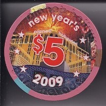 The PLANET HOLLYWWOD New Year&#39;s 2009  $5 Casino Chip  Las Vegas, Nevada  - £8.77 GBP