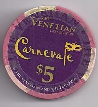 CARNEVALE  $5 Venetian Hotel Las Vegas Casino Chip - £7.81 GBP