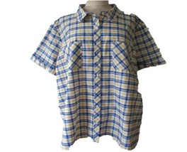 Tommy Hilfiger Womens Plus Size Cotton Plaid Button Up Shirt Size:0X,Surf/Multi - £45.00 GBP