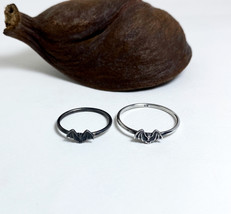 Minimalist Bat Ring 925 Sterling Silver, Handmade Halloween Ring For Teen Girls  - £24.78 GBP+