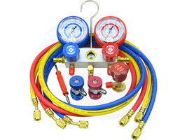 Manifold Gauge Set Aluminum Alloy HVAC 4.5ft Hose Refrigerant Gas - £54.91 GBP