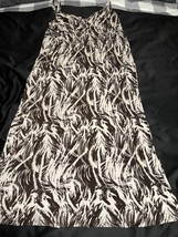 Avenue Women&#39;s Size 26 Maxi Dress Brown White Pattern Sleeveless - $19.89