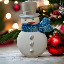 Mini Snowman Ornament Frosty Christmas Glittery Holiday Acrylic Winter Whimsical - £7.87 GBP