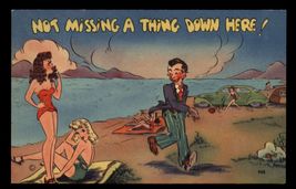 NOT MISSING A THING DOWN HERE! - linen postcard Beach Babes not posted 1... - $4.95