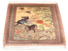 Fine Pair Of Hunting Design On Horse Fine Wool Interesting Rug - £632.55 GBP