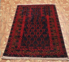 Navy Blue Ethnic Baluch Stately 3&#39; x 4&#39; Quality Genuine Hand Kotted Area Rug - £157.50 GBP