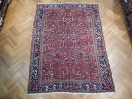 Red All Over Hand Knotted 7x10 Heriz Rug From Persia - £1,167.91 GBP