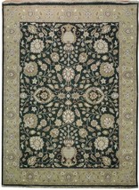Dark Green 9x12 Hand Knotted Agra Area Rug - £1,290.82 GBP