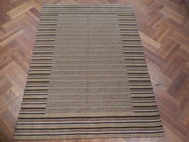 Striped Handmade 6&#39; x 8&#39; Wool Pile Modern Area Rug - £350.29 GBP