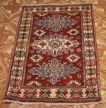 Red hand-spun wool 2&#39; x 3&#39; Kazak Collection Carpet Rug - £161.43 GBP