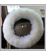 Pure White Long Genuine Australian Lambskin Woolen Fur Steering Wheel Cover - £49.40 GBP