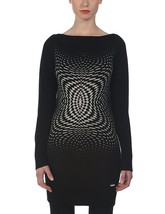 Bench Mujer Negro Gris Op Óptico Arte Harniss Punto Vestido Suéter BLSA1... - $37.48