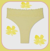 M Yellow w Wide Stretch Lace Waist Cotton Victorias Secret BRAZILIAN Brief Panty - £8.78 GBP