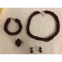 Women&#39;s Vintage Multilayer faux Copper/Maroon Necklace, Choker, Bracelet, Ear... - $31.68