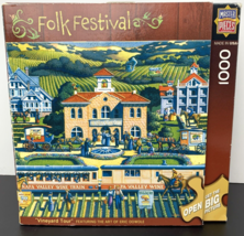 Master Pieces Folk Festival Vineyard Tour Eric Dowdle 1000pc Puzzle 26x1... - $7.91