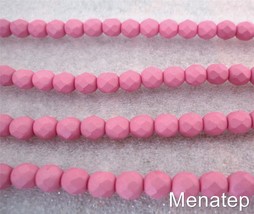 25 6mm Czech Glass Fire Polished Beads: Saturated Pink - £2.40 GBP