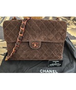 CHANEL DARK BROWN CHOCOLATE SUEDE CLASSIC QUILTED DESIGN SHOULDER BAG - $6,500.00