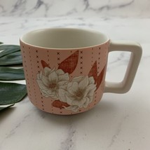 Starbucks Matte Pink Magnolia Floral Coffee Mug 2019 Stackable Stitch Print - £15.02 GBP
