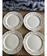 Lot of 4 Target Jingle Bells All The Way Dinner Plates White Gold 10&quot; Italy - £26.46 GBP