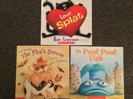 Three  Scholastic Books:  Love, Splat; The Flea’s Sneeze; The Pout-Pout Fish - £4.53 GBP