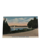 1954 Greetings Hilton Beach Ontario Sailboat to Indian Creek Michigan card - £6.06 GBP