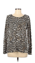 Chico’s Leopard Print Long Sleeve Sweater Pullover Black Brown Size 1 Me... - $26.88