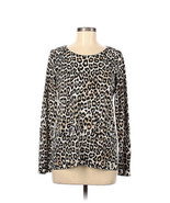 Chico’s Leopard Print Long Sleeve Sweater Pullover Black Brown Size 1 Me... - £21.23 GBP