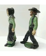 Vintage Amish Cast Iron Mennonite 5&quot; Man &amp; Woman Figures Hand Painted Ol... - £23.99 GBP