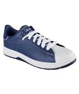 Skechers ALPHA-LITE FAIR SHARE Navy Blue White Leather Retro Shoes Wm&#39;s NWT - £45.94 GBP