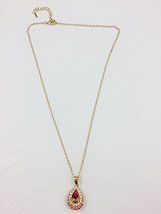 Back to 20s Necklace Gold-Plated (Dark-Pink) - £7.81 GBP