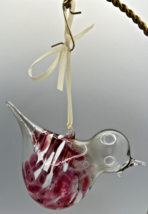 Vintage Art Glass Bird Pink White Ornament U257/3Bird - $39.99