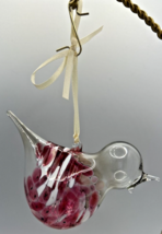 Vintage Art Glass Bird Pink White Ornament U257/3Bird - £32.47 GBP