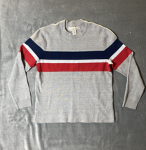 H&amp;M L.O.G.G Sweater Mens Large  Red, White &amp; Blue Stripes on Gray  Long ... - £5.90 GBP