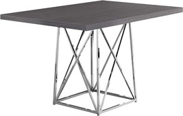 36&quot; X 48&quot; Grey/Chrome Metal Base, Monarch Specialties I Dining Table. - £265.53 GBP
