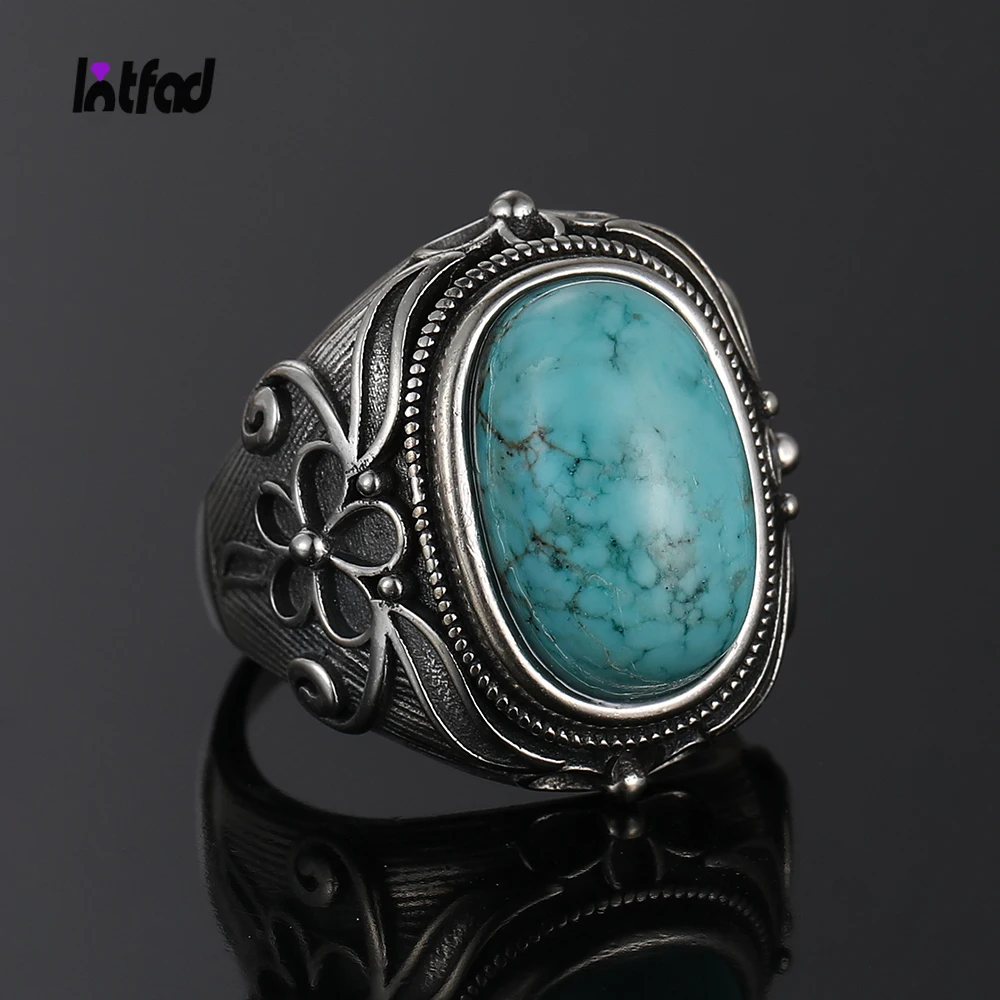 925 Sterling Silver Jewelry Ring Natural 11X17MM Oval Turquoise Ring for... - £18.39 GBP