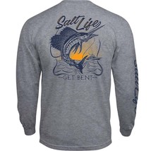 Salt Life Men&#39;s Golden Hour Logo Graphic L/S Pocket T-Shirt Athletic Heather-Sm - £15.02 GBP