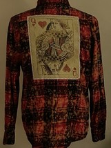 Angry Minnow Vintage Shirt Medium Red Flannel Distressed Queen of Hearts... - $841.94 MXN