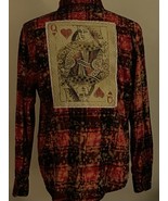 Angry Minnow Vintage Shirt Medium Red Flannel Distressed Queen of Hearts... - $841.94 MXN