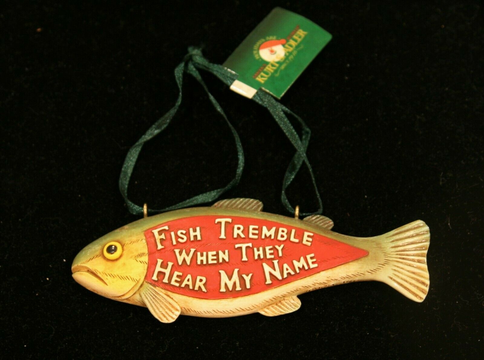 Primary image for New Kurt Adler hand-painted trout resin fisherman funny Christmas ornament