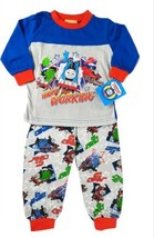 Thomas &amp; Friends Pajamas Boys 2 Gray Toddler Long Sleeve 2 pc Set Train Winter - £12.12 GBP