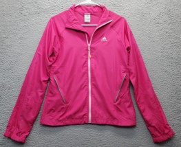 Adidas Windbreaker Jacket Women&#39;s Size 8 Pink Mesh Lined Activewear Full... - $24.47