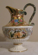 7&quot; Tall  R. Capodimonte Gilded Ewer   w/ nude Cherubs and Roses  CENTERP... - $75.23