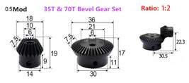 Motor Bevel Gear 0.5Mod/0.75Mod/0.8Mod/1Mod 90° 1:2 Pairing Metal Bevel ... - £9.17 GBP+