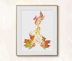 Phoenix cross stitch fantasy pattern pdf - Phoenix Bird hand embroidery firebird - £3.42 GBP