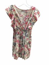 Mimi Chica Loves You Dress Womens Size S Ruffles Pockets Floral Sexy V Neck Mini - £19.47 GBP