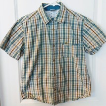 Boy's Old Navy Striped Button Up Shirt Medium - Blue Brown Stripes - Short Sleev - $6.11