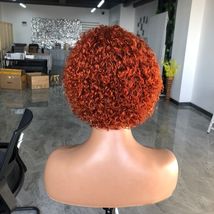 Orange ginger 8 inch short curly pixie cut lace front wig - £173.30 GBP