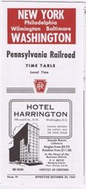 Pennsylvania Railroad New York Washington Time Table October 1967 - $3.63